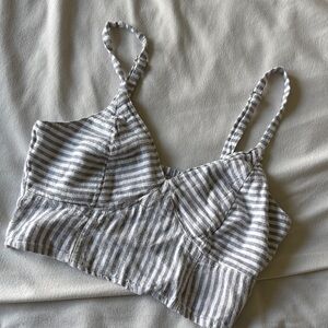 Blue & White Striped Crop Tank Top - Universal Threads XS